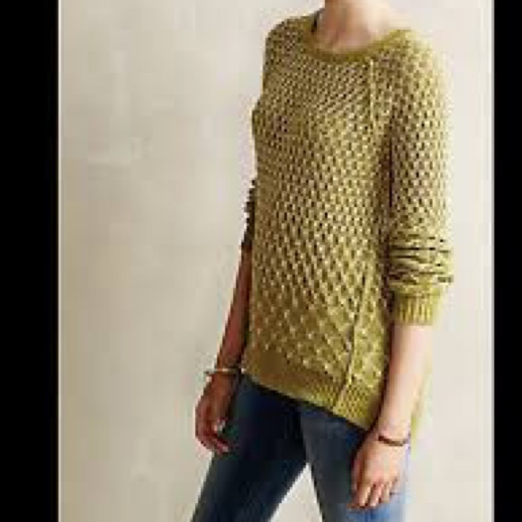 Anthropologie Moth Dot Dot Orange Honeycomb Sweater Small - Picture 6 of 6